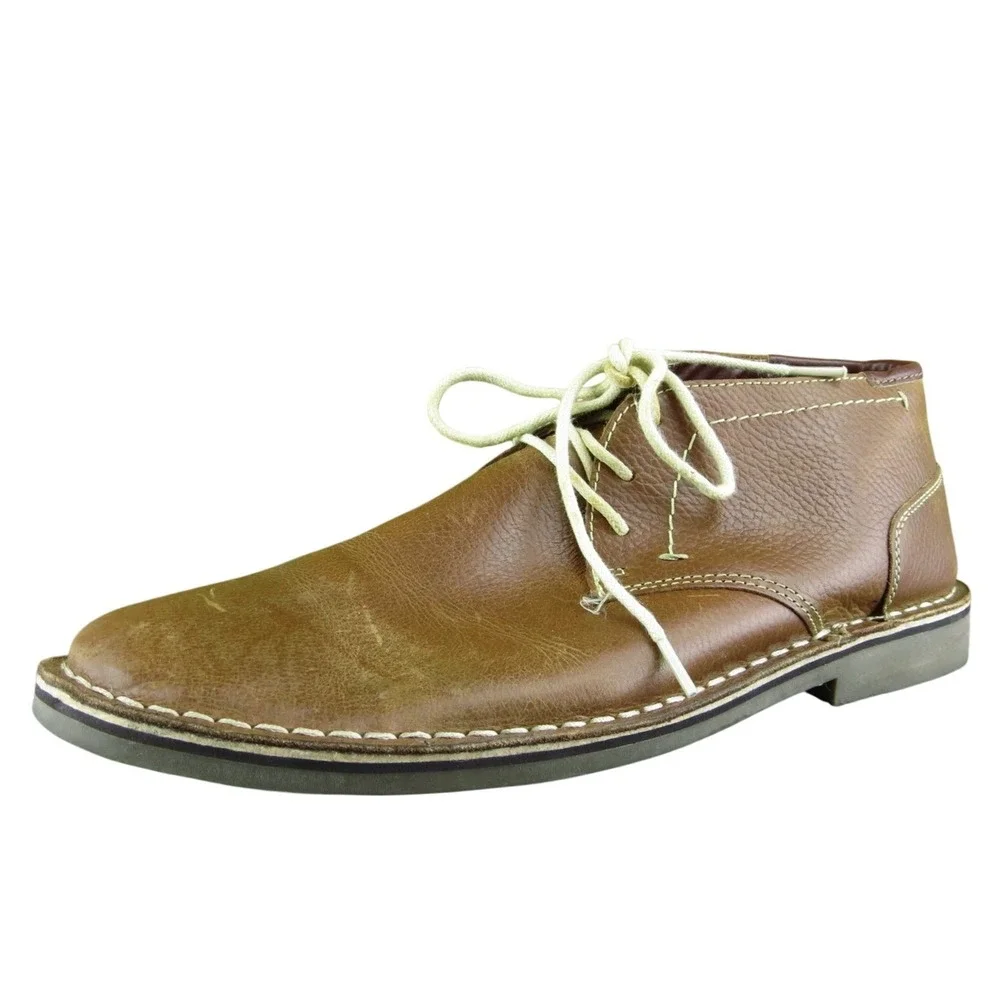 Kenneth Cole Reaction Desert Wind Men Chukka Boots Brown Leather Lace Up Size 10